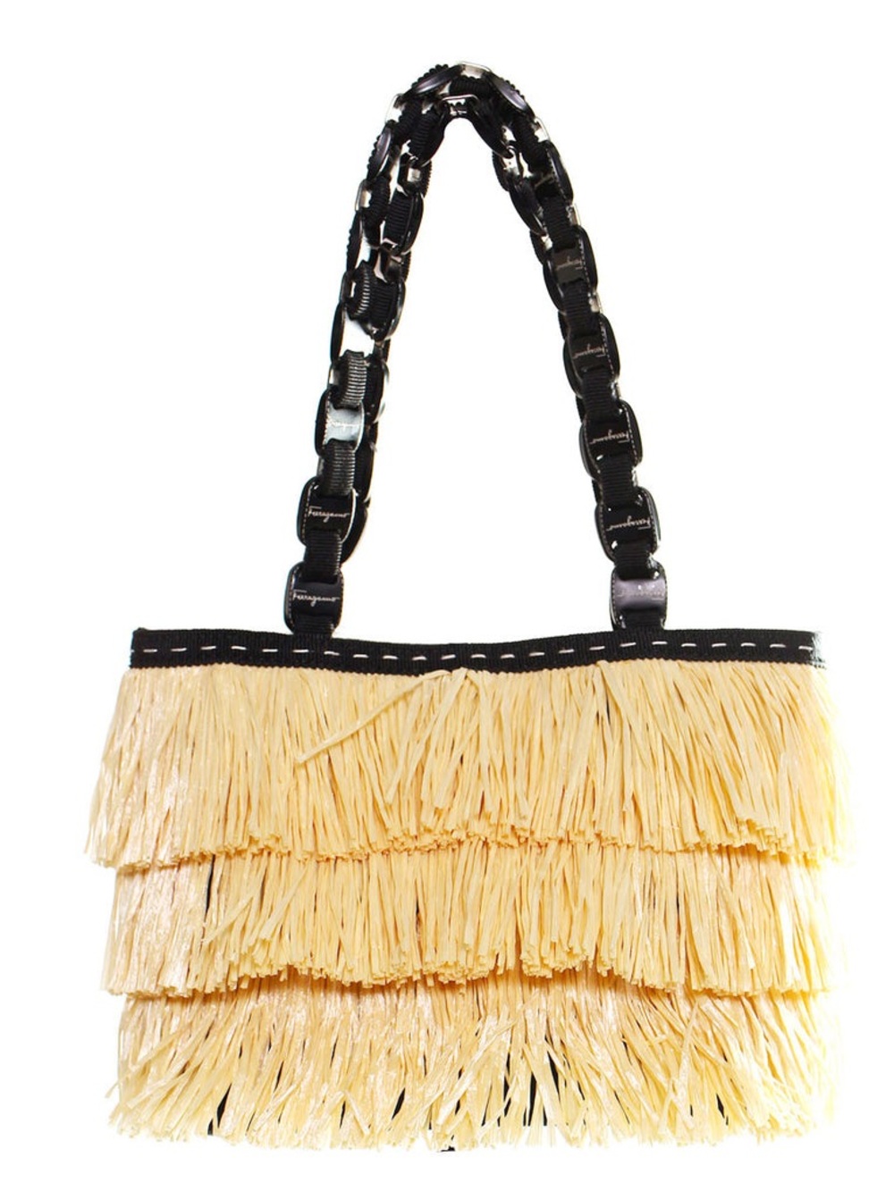 Salvatore Ferragamo Vara Straw Fringe Bag